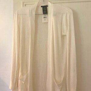 Matty M Ladies' The Summer Cardigan Long Sleeve Lightweight Sweater White